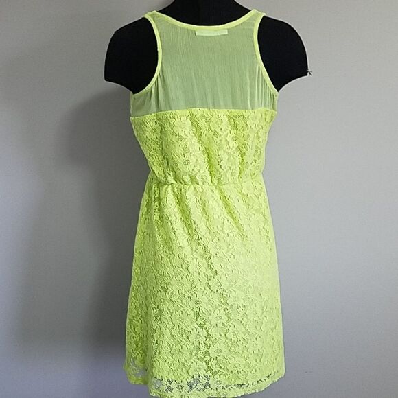 Maurices Neon Green Lace Dress (Medium) - Picture 3 of 5